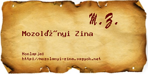 Mozolányi Zina névjegykártya